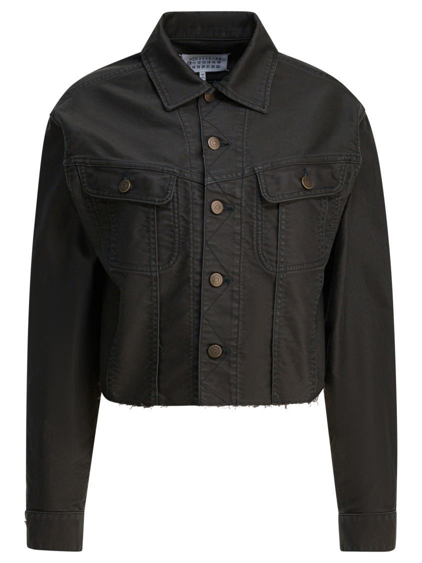 Maison Margiela Cropped Denim Jacket With Classic Collar