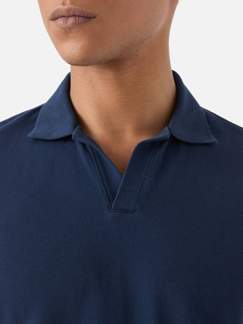 Mc2 Saint Barth Blue Charles Cotton Pique Polo Shirt