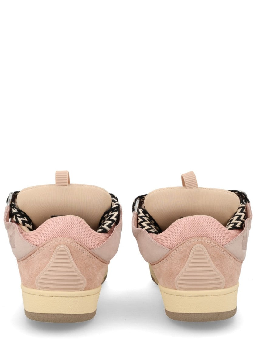 Lanvin Beige Curb Zigzag Pattern Laces Sneakers