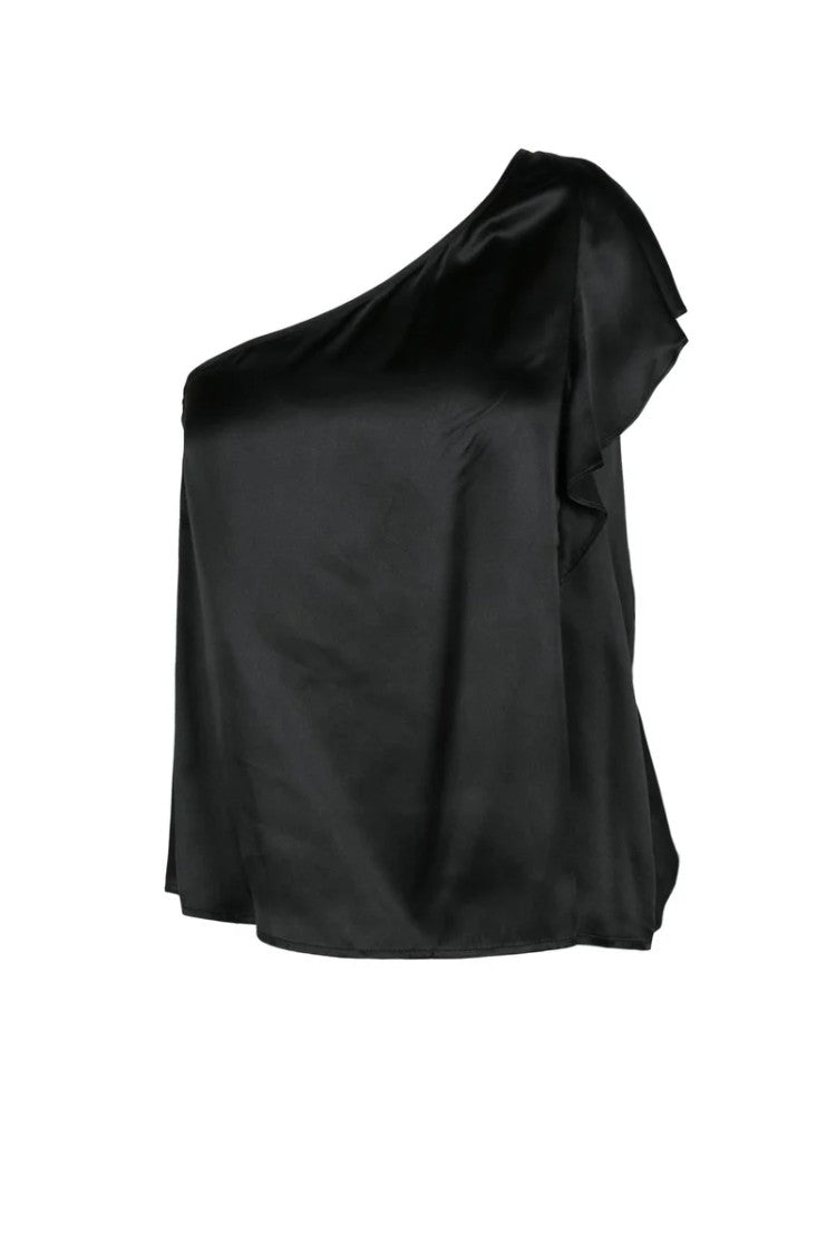 L Autre Chose Black Silk Top