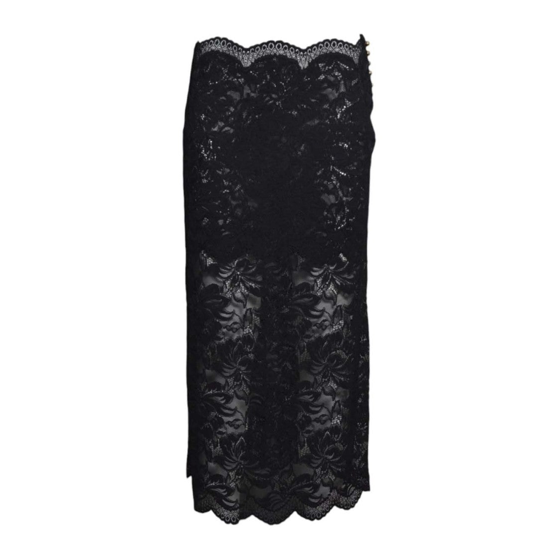 Rabanne Intricate Floral Lace Midi Skirt With Scalloped Hem