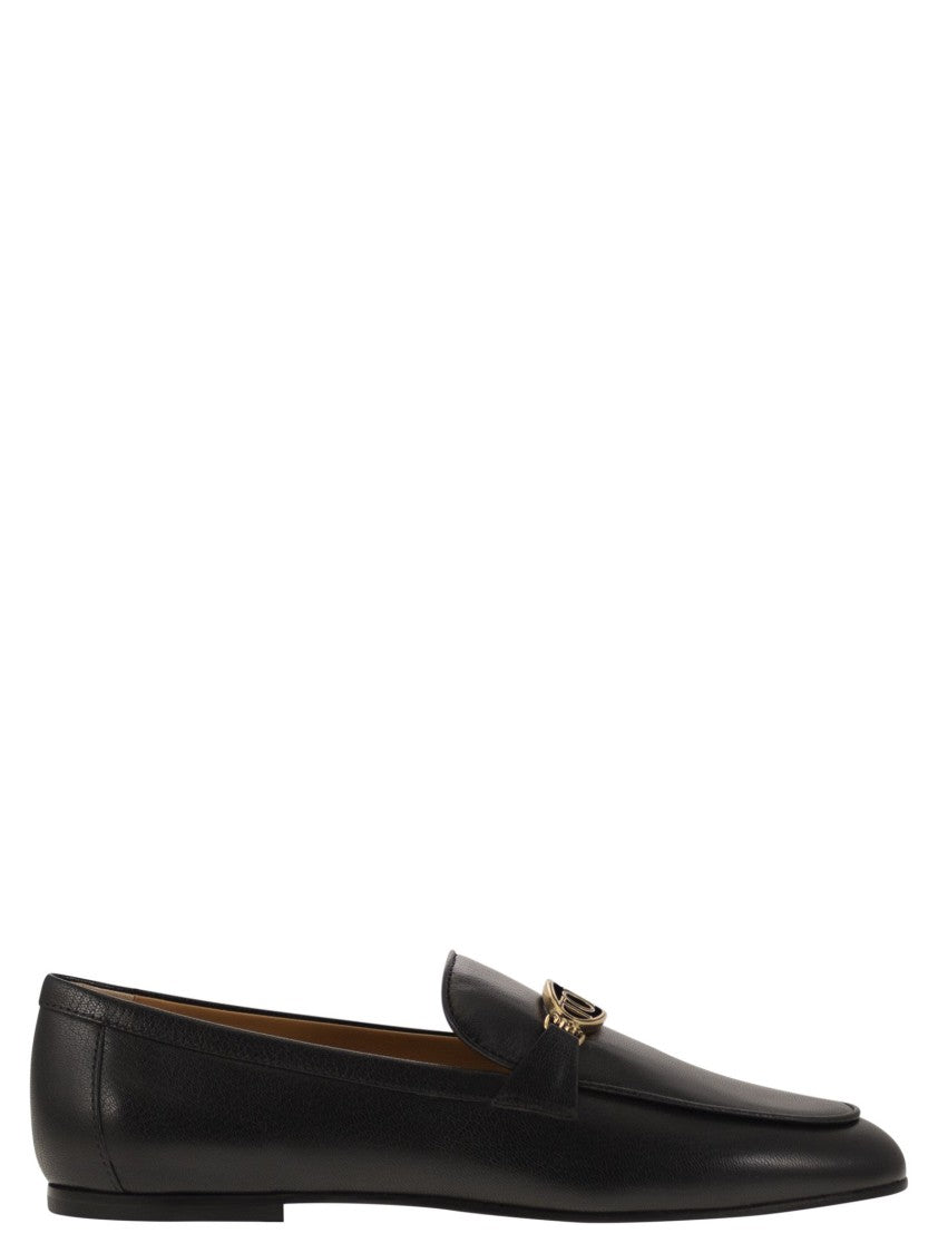 Tod's Leather Loafers With Oval Metal Logo