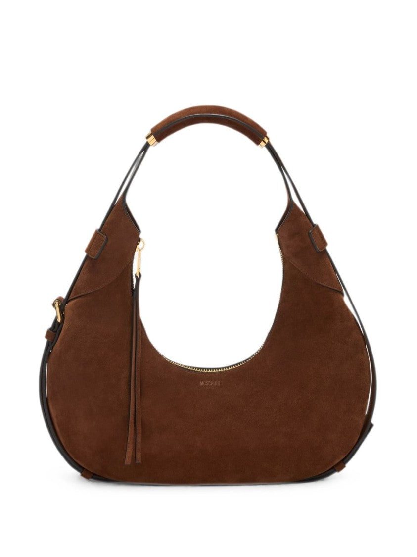 Moschino Brown Suede Leather Accent Handbag
