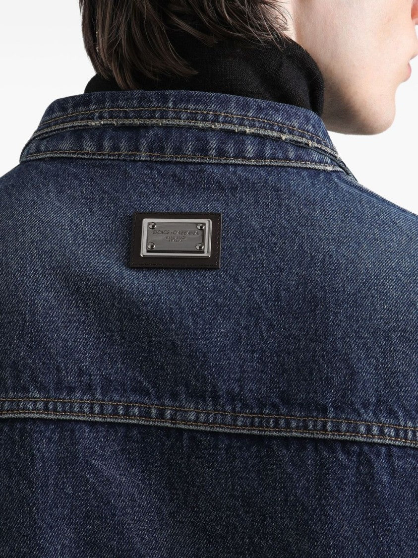 Dolce & Gabbana High-Collar Blue Denim Jacket