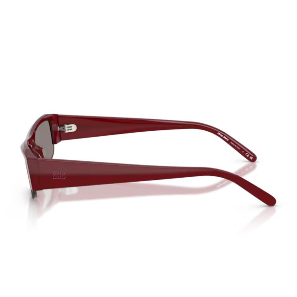 Miu Miu Slim Rectangular Burgundy Acetate Sunglasses With Smoky Lenses