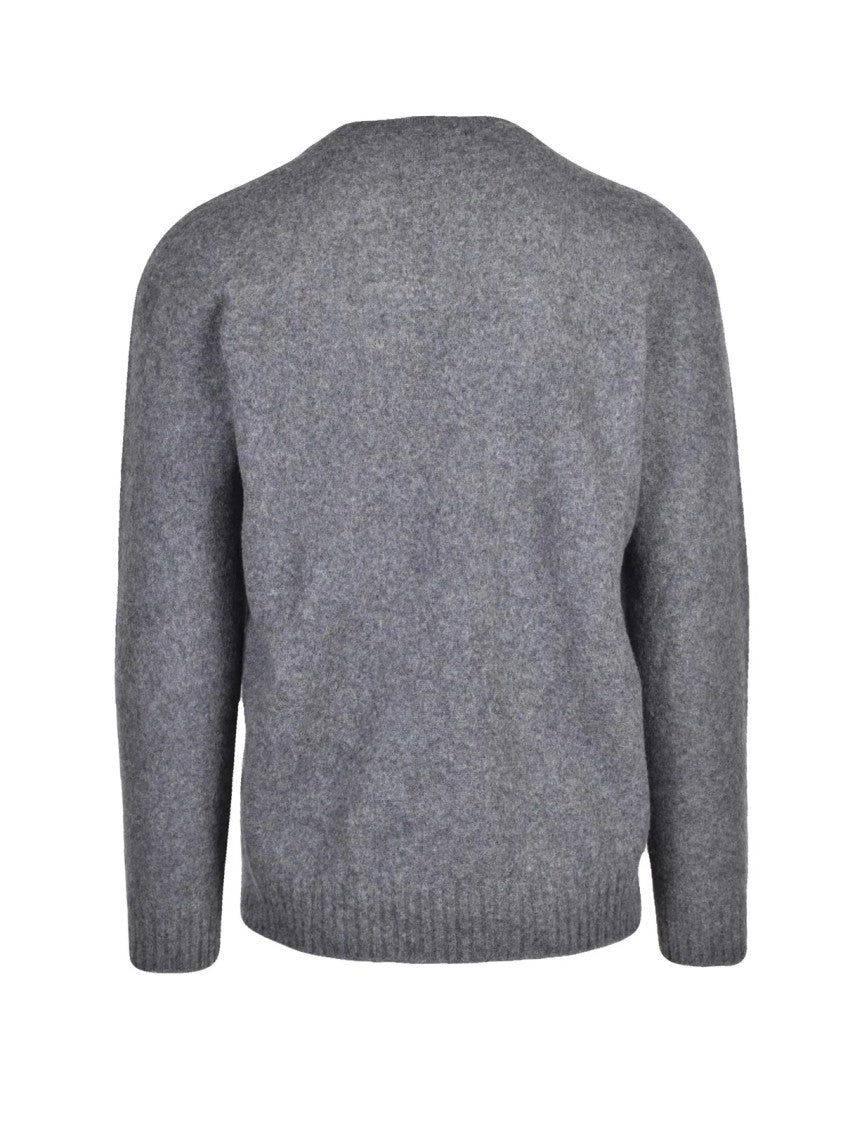 Drumohr Grey Minimalist Wool Crewneck Sweater