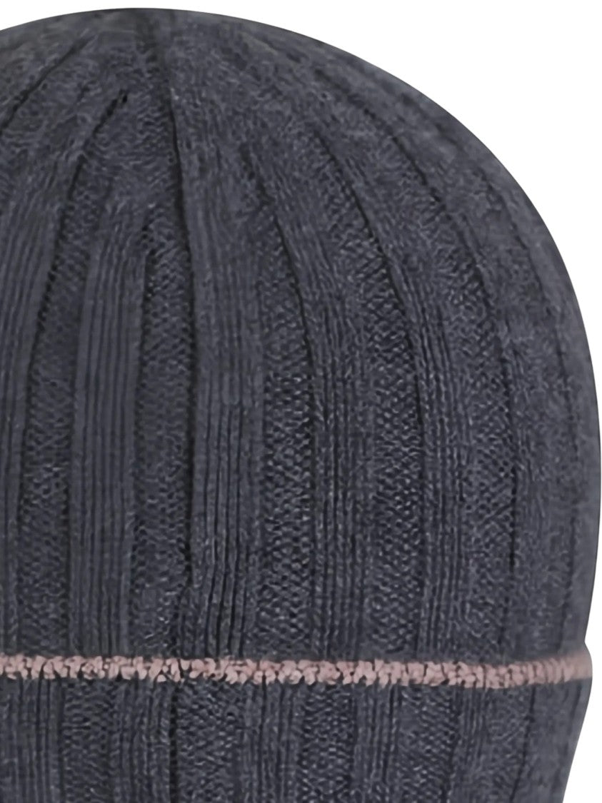 Brunello Cucinelli Papalina Contrasting Trim Ribbed Knit Beanie