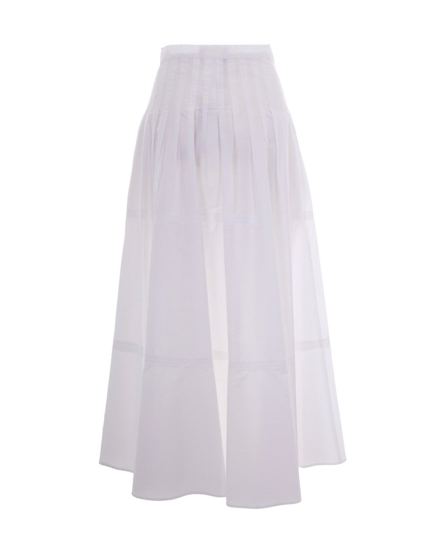 Max Mara Long White Cotton Poplin Skirt With Corset-Inspired Waist