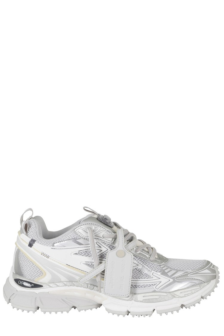 Off-White Gray Be Right Back Mesh Leather Sneakers