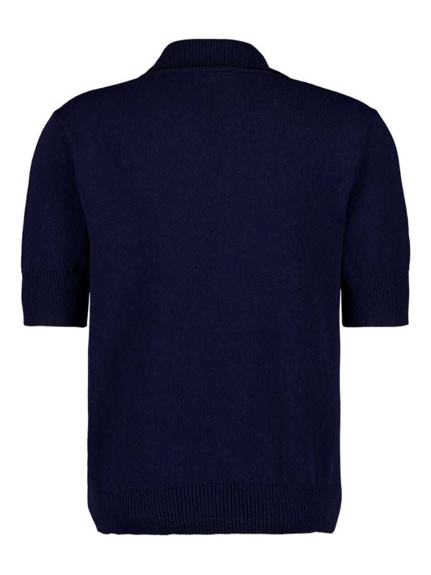 Balmain Navy Blue Embroidered Logo Polo Shirt