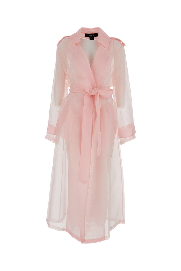 Federica Tosi Sheer Pink Silk Organza Trench Coat
