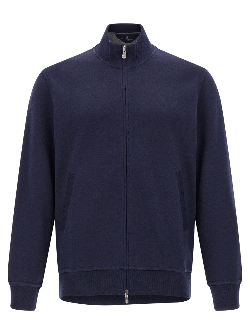Brunello Cucinelli High Collar Zip Sweatshirt With Cashmere