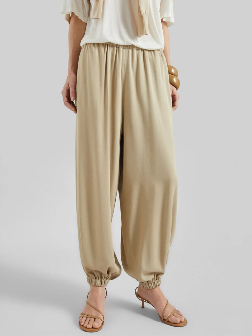 The Frankie Shop Beige Gathered Cuffs Wide-Leg Pants