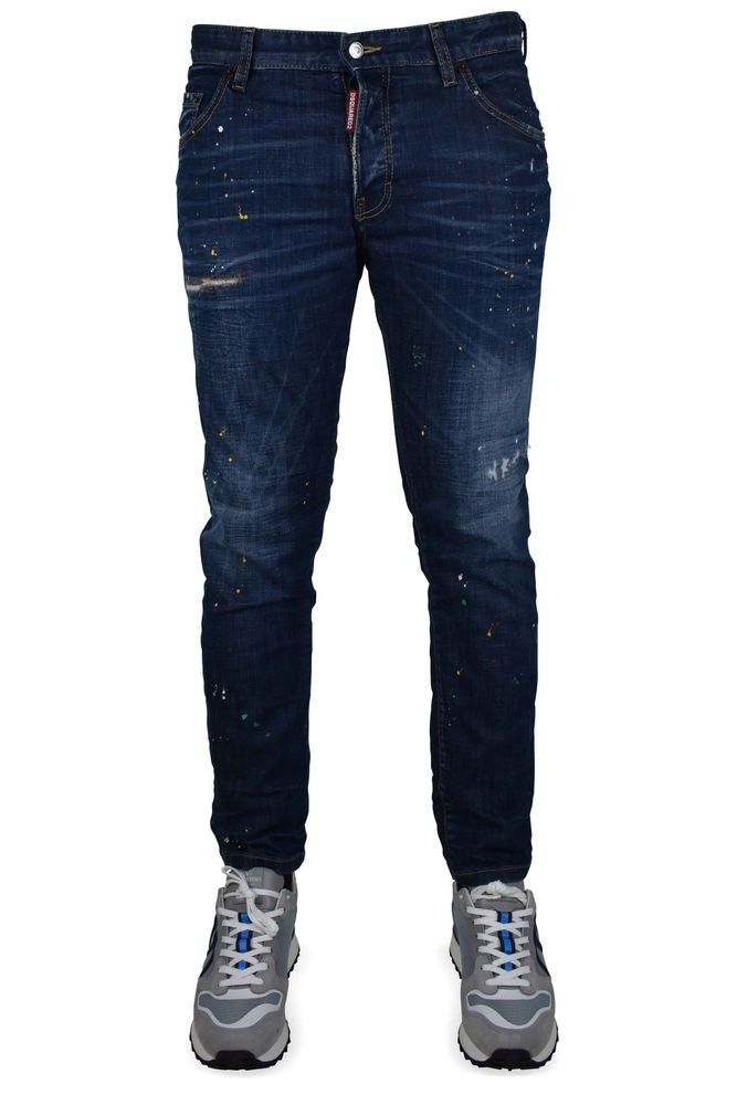 Dsquared2 Distressed Blue Cotton Skater Jeans