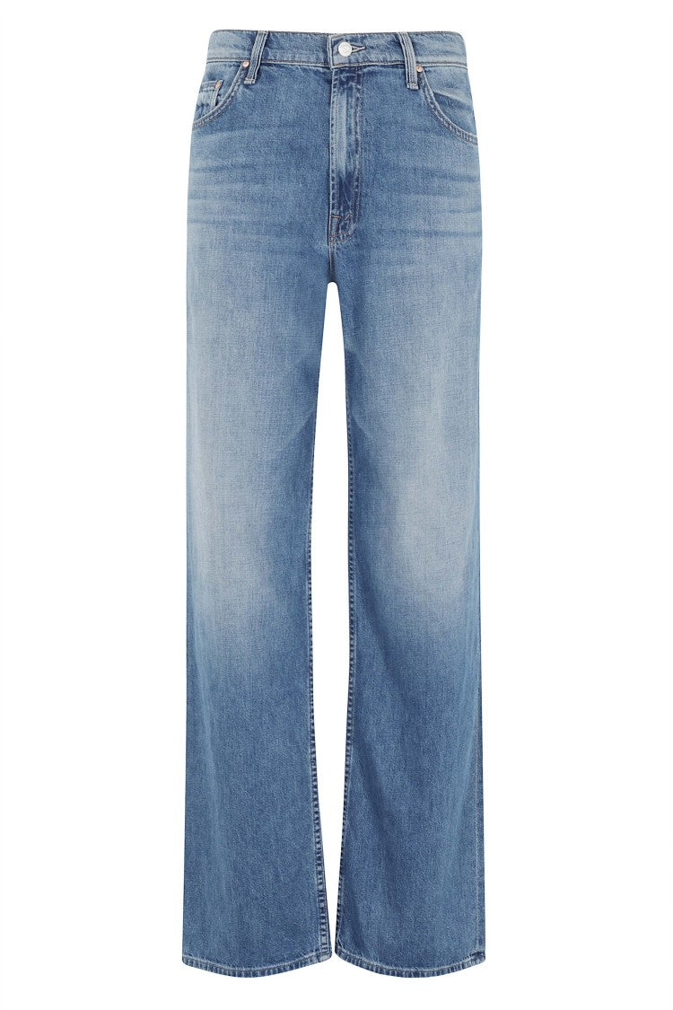 Mother Indigo The Return Zip Sneak Flared Cotton Jeans