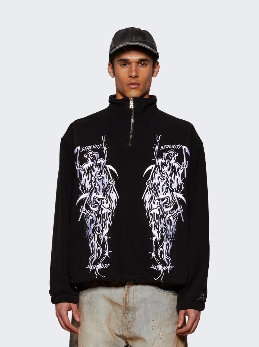 Warren Lotas Embroidered Japanese Polar Fleece - Black