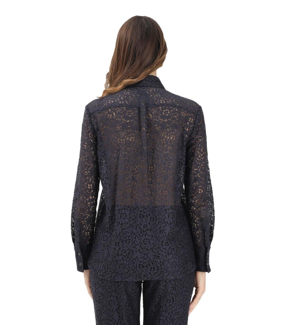 Max Mara Blue Cotton Blend Button Shirt