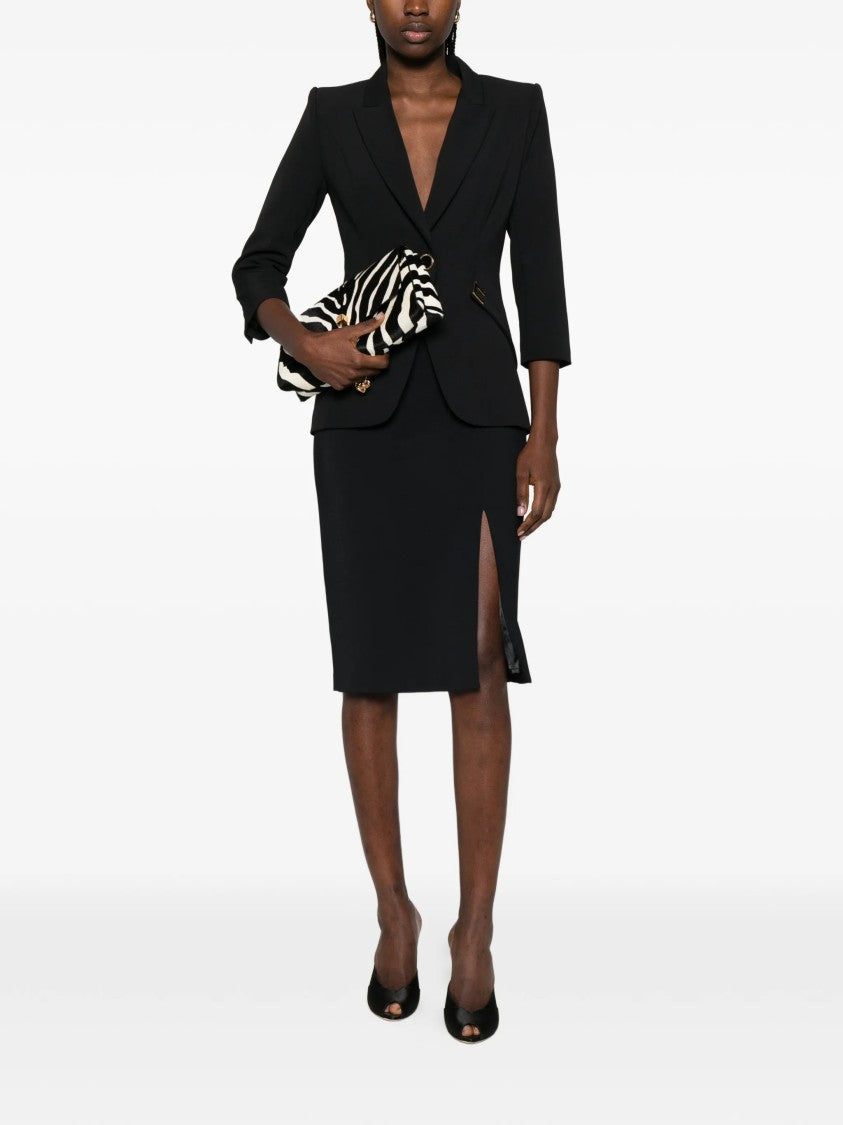 Elisabetta Franchi Tailored Black Gold Button Pocket Blazer