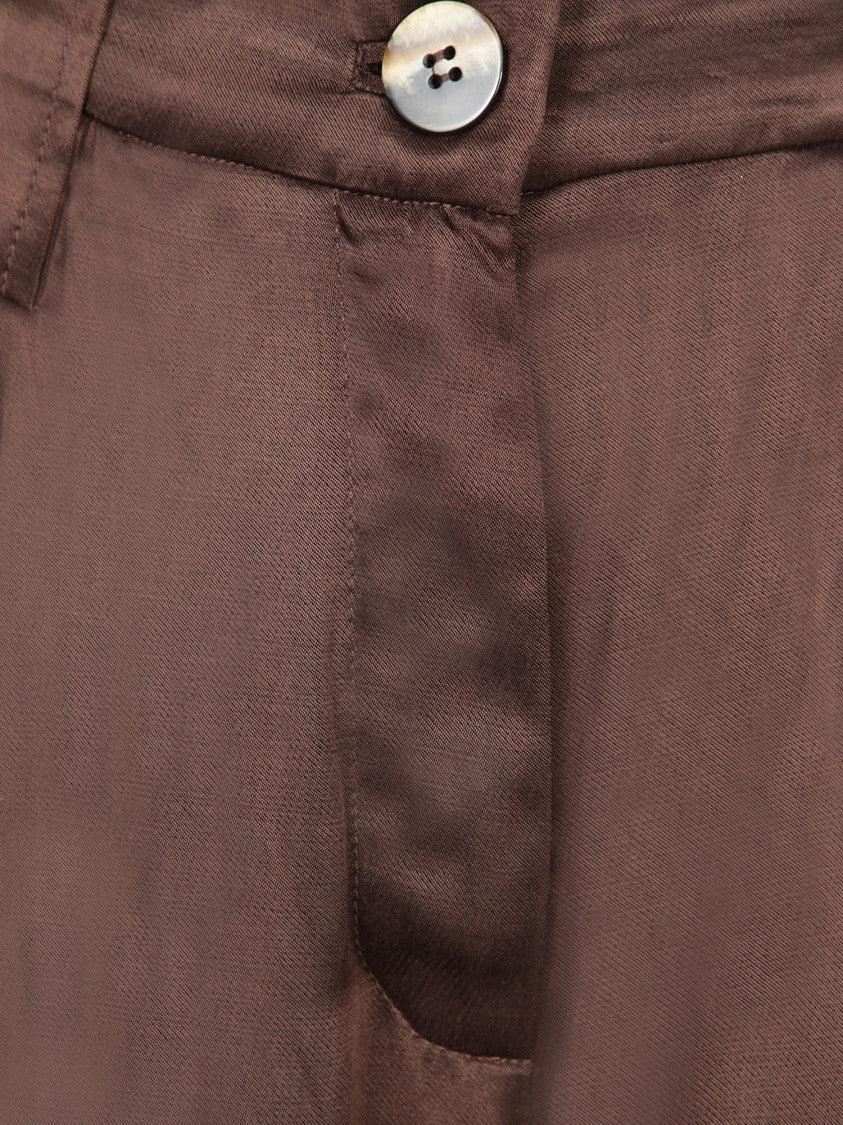 Ganni High-Waisted Satin Wide Leg Trousers