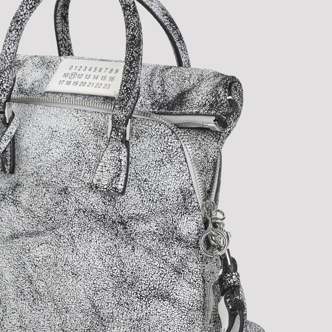 Maison Margiela 5Ac Loved To Death Mini White And Black Calf Leather Handbag