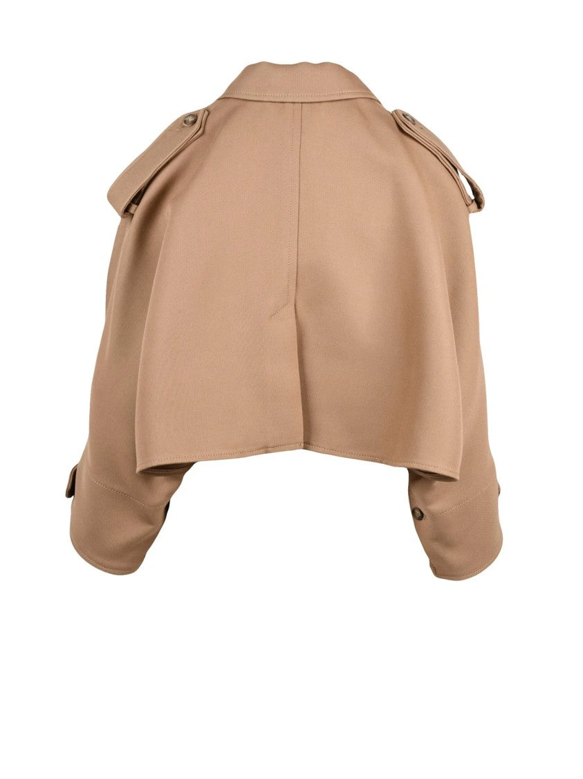 Max Mara Azzorre Short Cape With Tailored Collar And Buckle-Detailed Sleeves