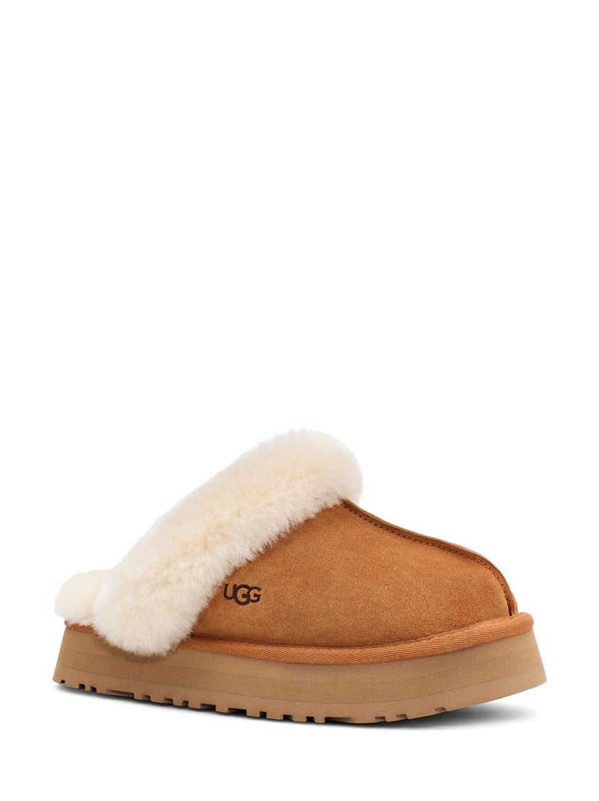 Ugg Platform Slippers With Plush Shearling Collar And Contrast Logo