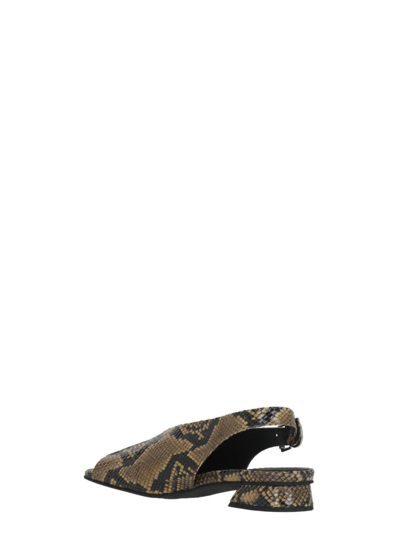 Poeve Brown Diamante Leather Slingback Mules