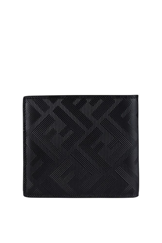 Fendi Embossed Leather Wallet With Red Chain Print