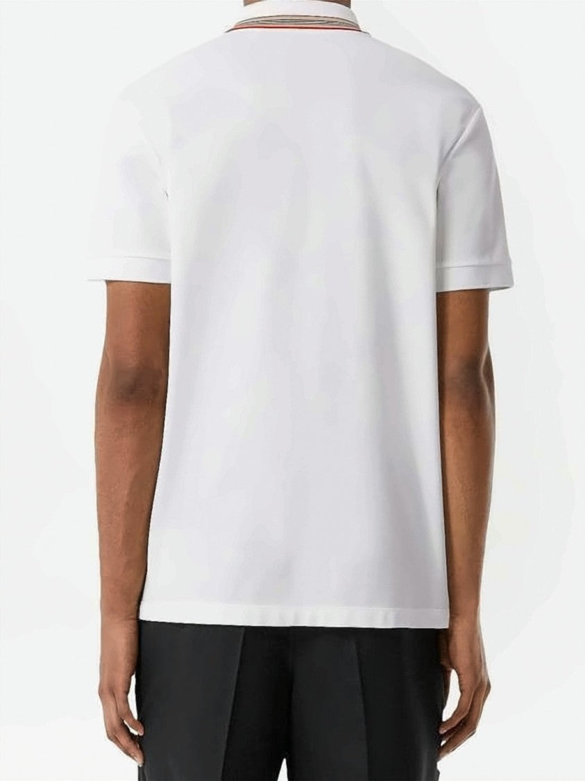 Burberry Classic White Polo Shirt With Striped Accents