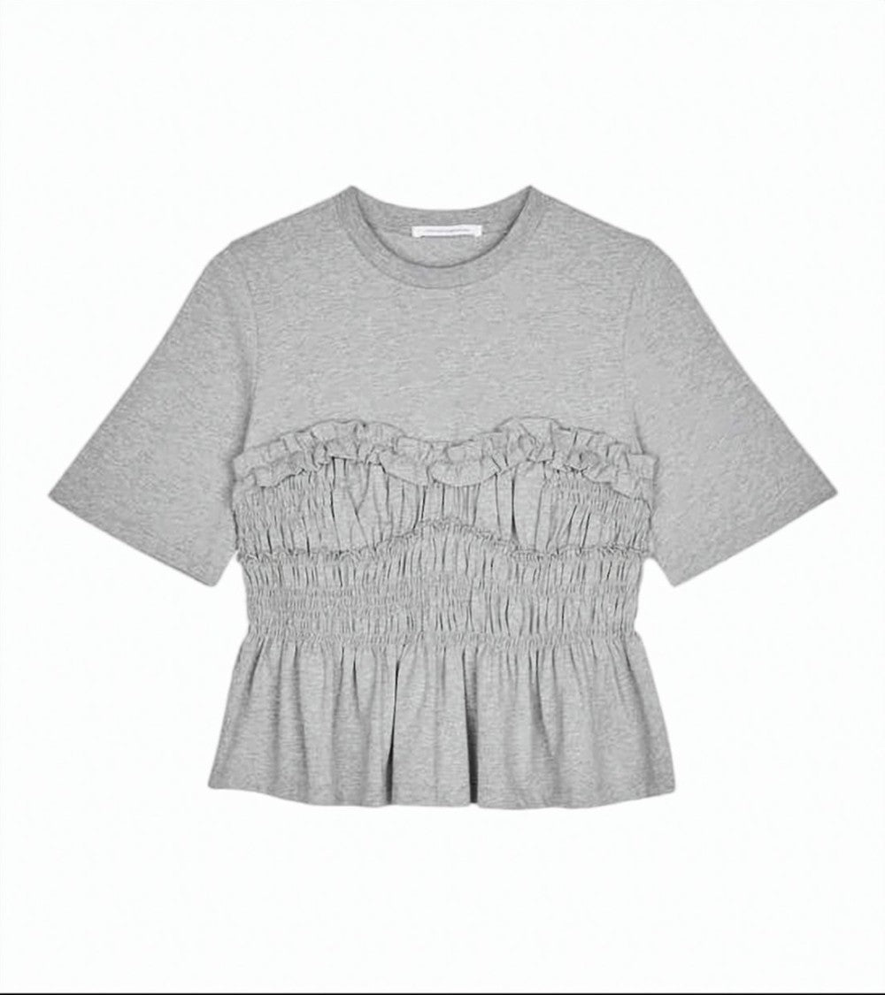 Cecilie Bahnsen Short-Sleeved Fitted Top With Ruffle