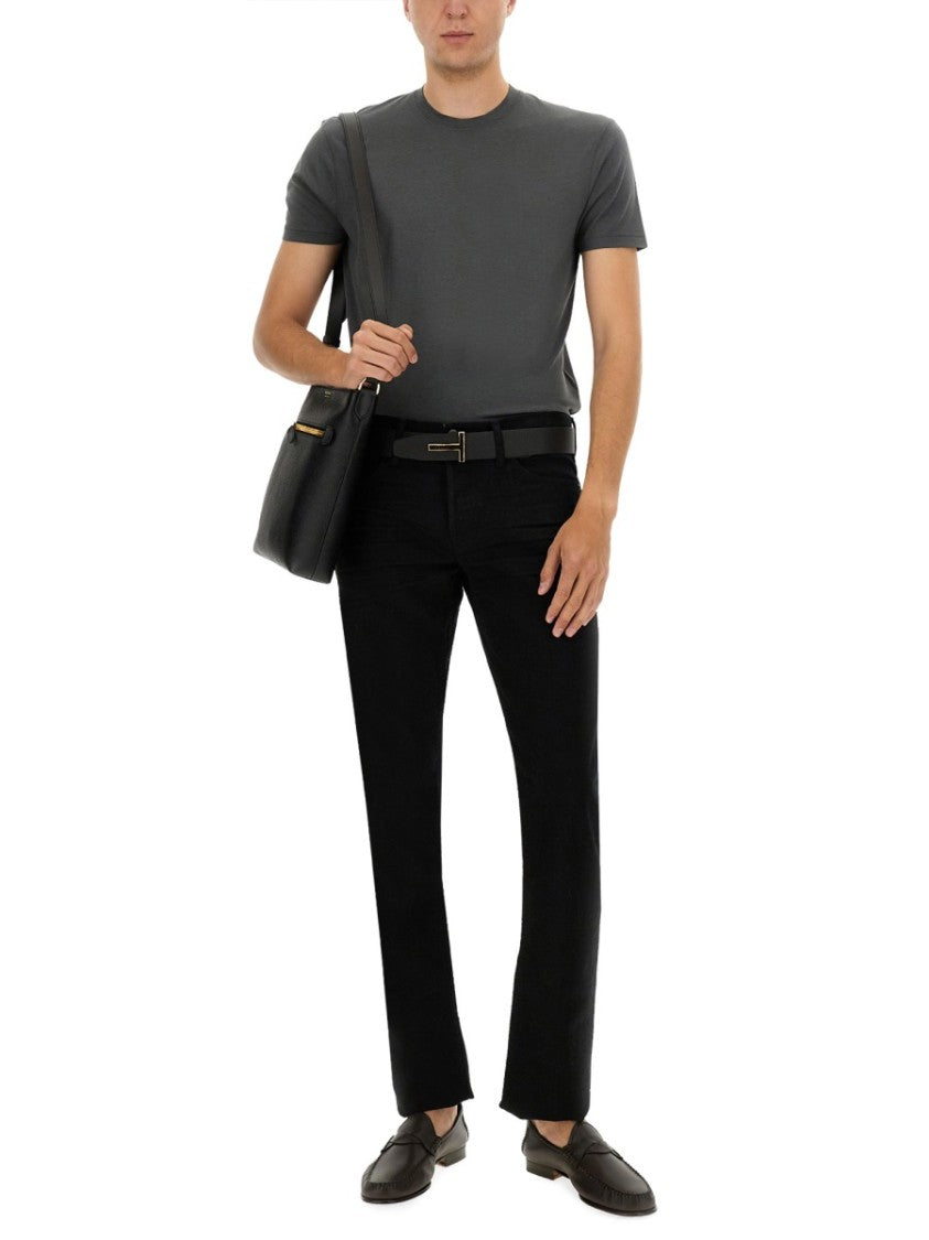Tom Ford Grey Regular Fit T-Shirt With Classic Crew Neckline