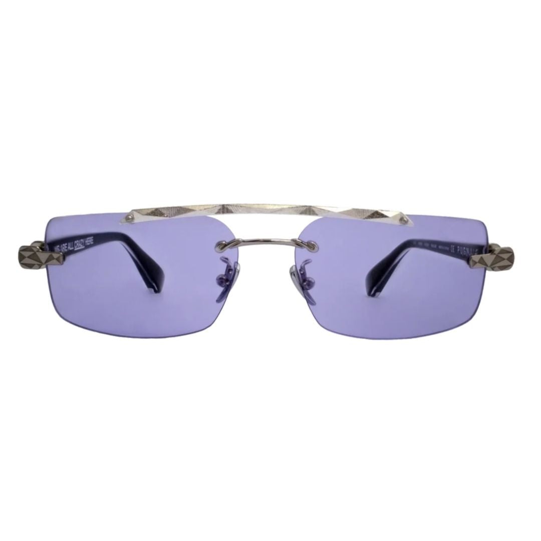 Pugnale P432 S Crazy Rimless Rectangular Sunglasses With Faceted Metallic Temples