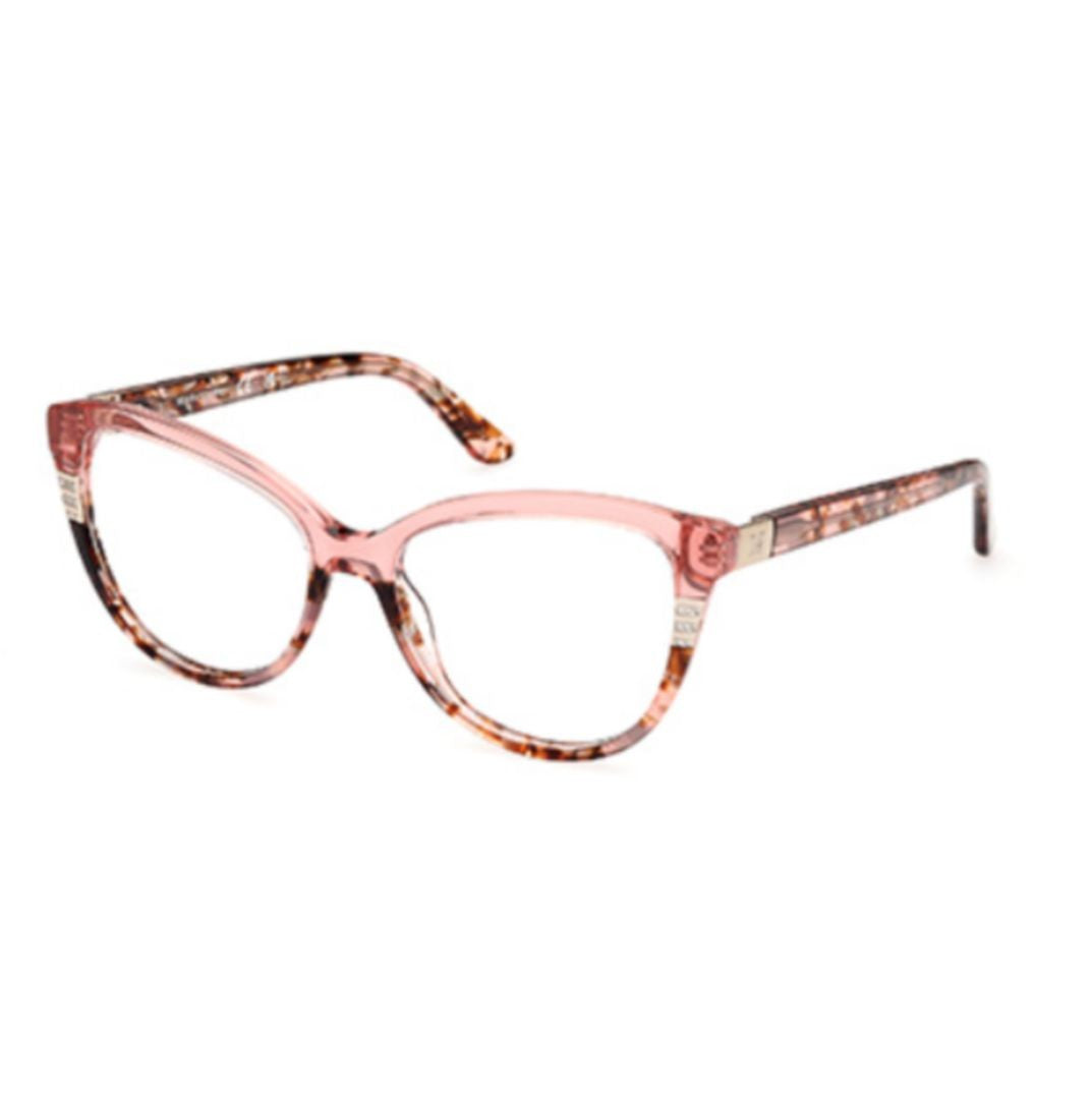 Guess By Marciano Gm50011 54074 Cat-Eye Frame Eyeglasses With Translucent Pink