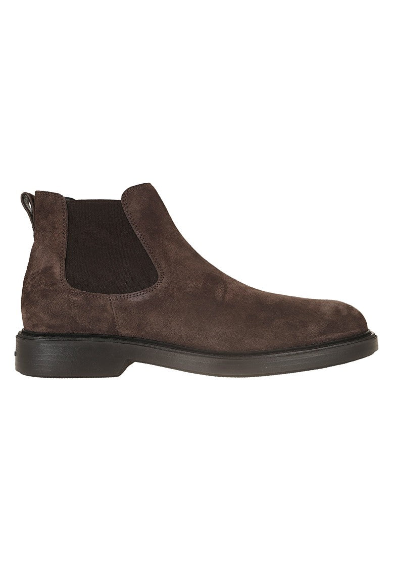 Hogan Dark Brown Suede H704 Memory Foam Chelsea Boots