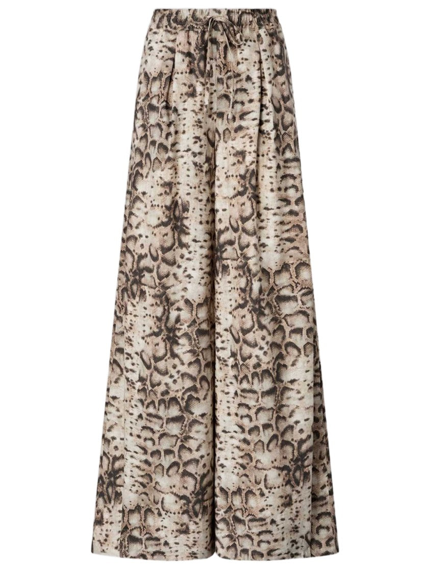 Pinko Multicolor Flared Animal Print Cotton Pants