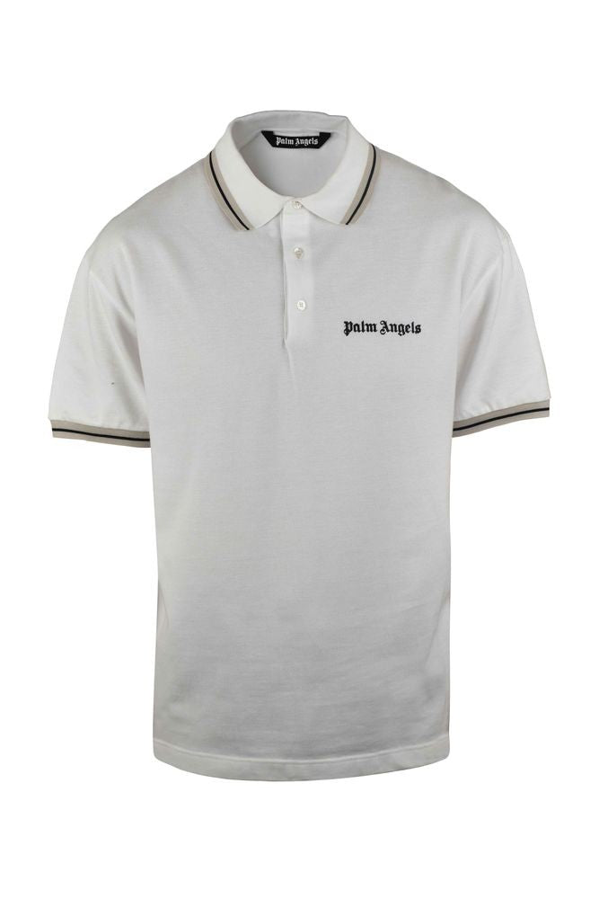 Palm Angels Classic White Polo With Striped Trim