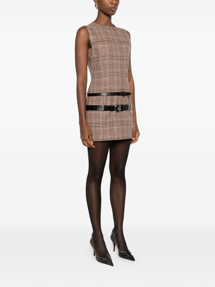 Coperni Checkered Brown Mini Dress
