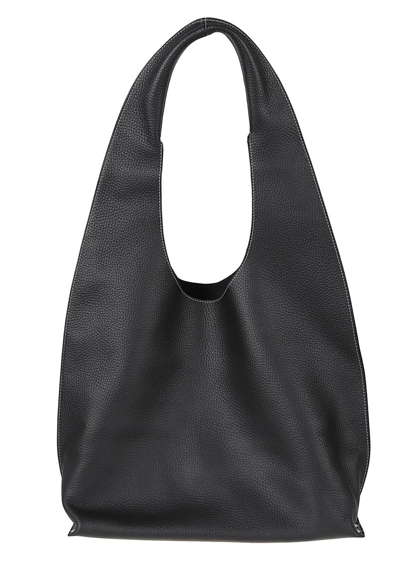 A.P.C. Black Leather Logo Metallic Handbag