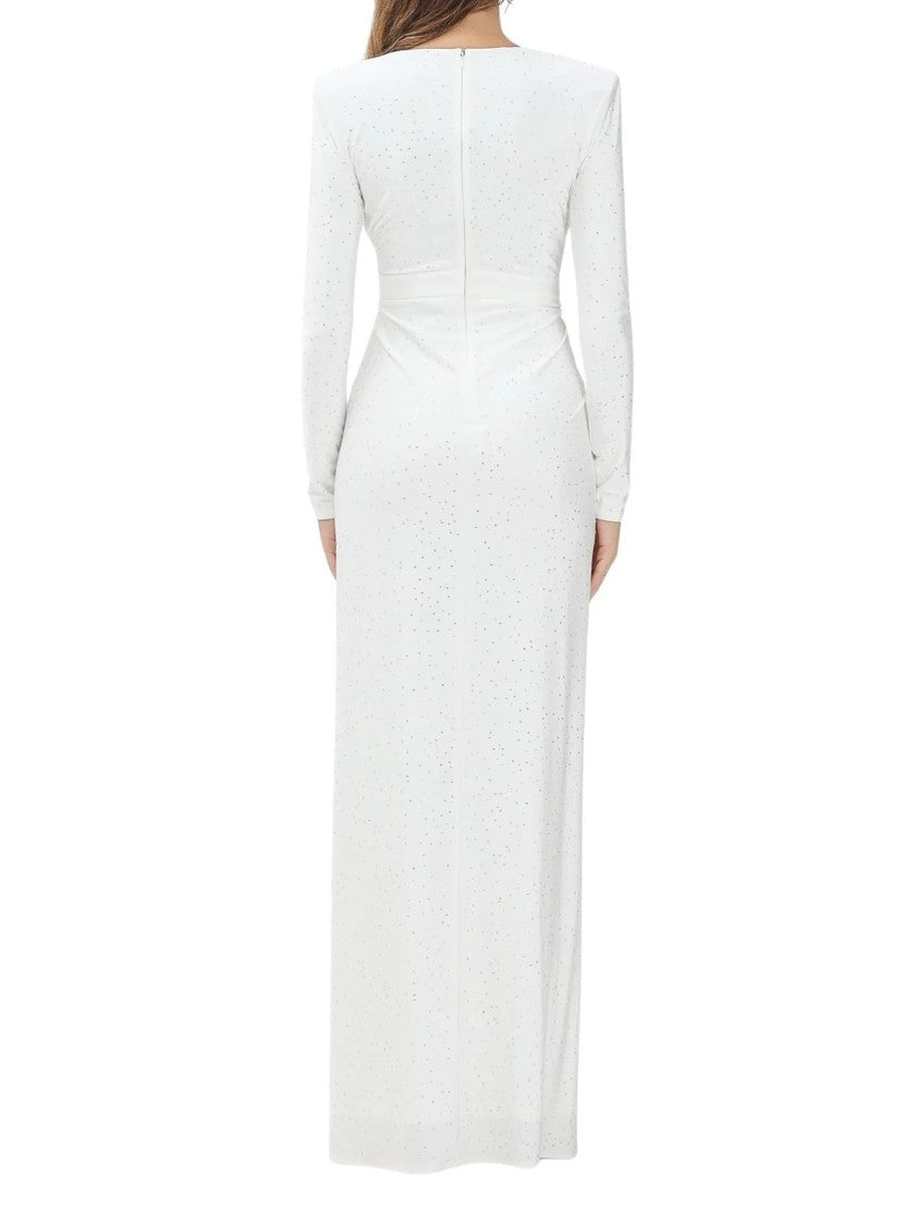 Alma Sanchez Long Lycra Evening Dress With Central Slit And Rhinestone Embellishments