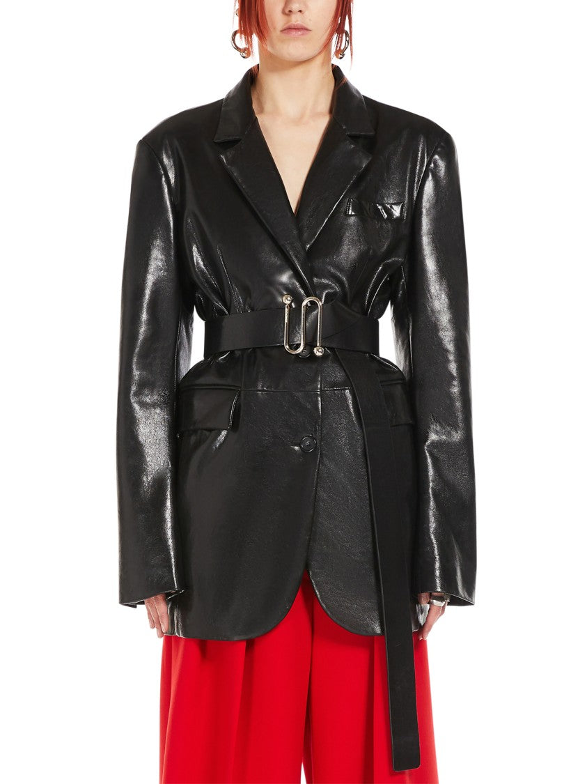 Max Mara Tailored Black Jacket With Shiny Finish And Structured Design
