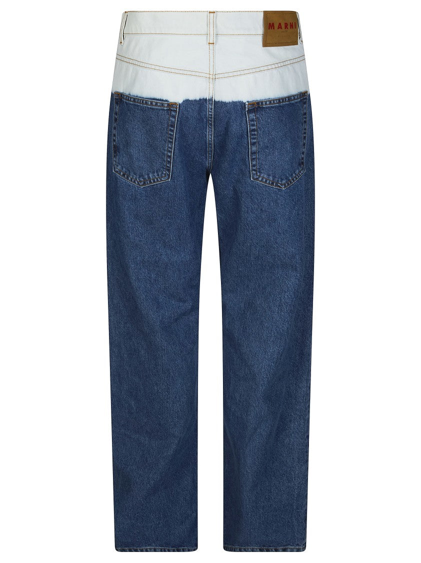 Marni Two Tone Blue White Five Pocket Jeans