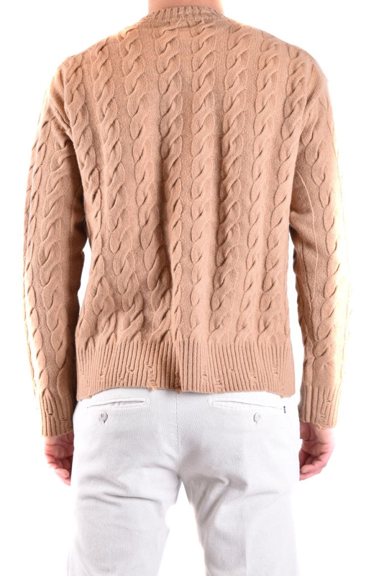 Laneus Cable Knit Sweater In Warm Camel Tone