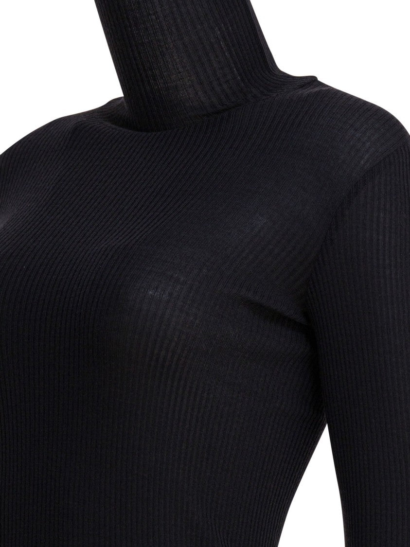 Lemaire Fitted Ribbed Turtleneck Sweater With High Collar