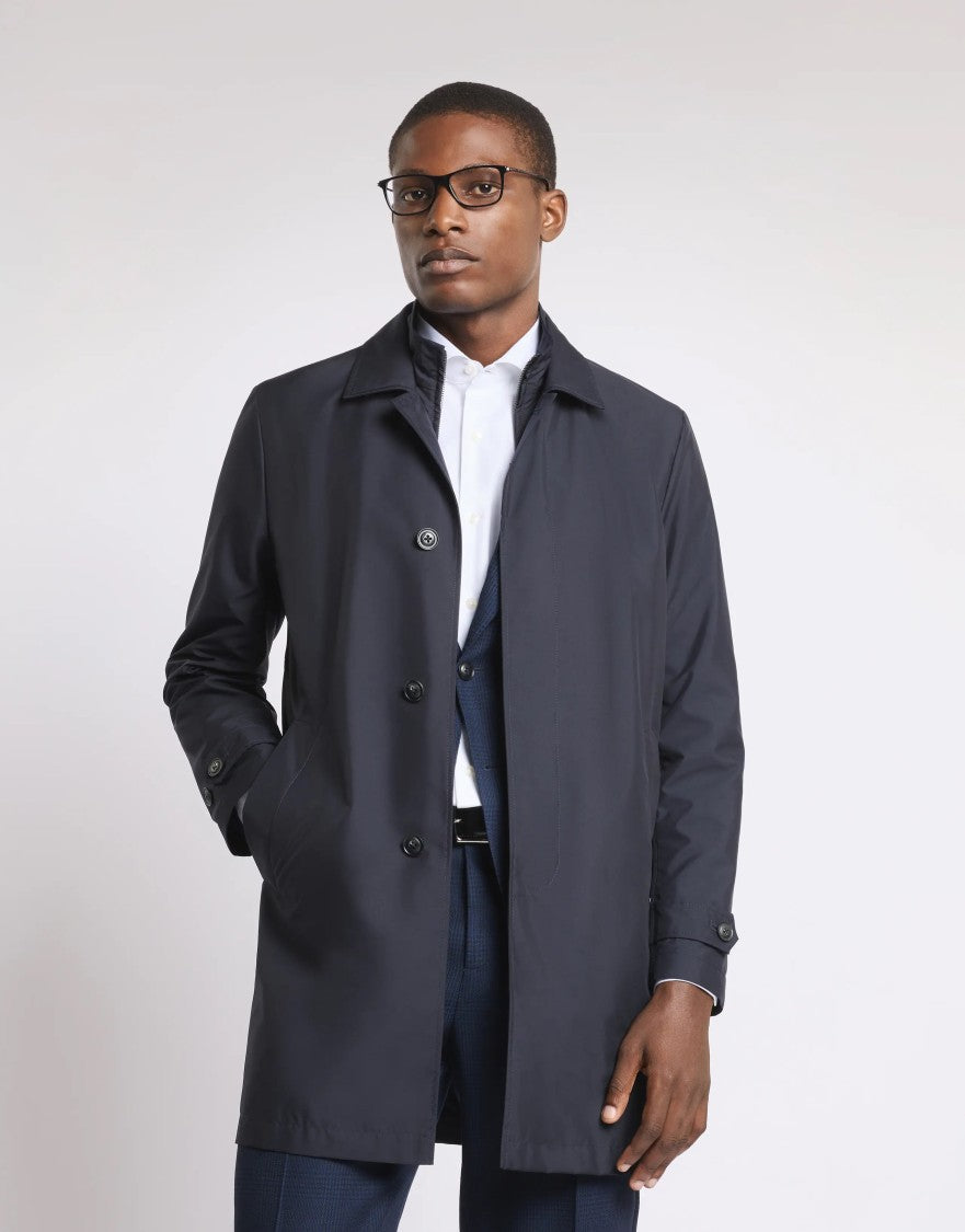 Fay Morning Db Front Trench Coat In Baltic Blue
