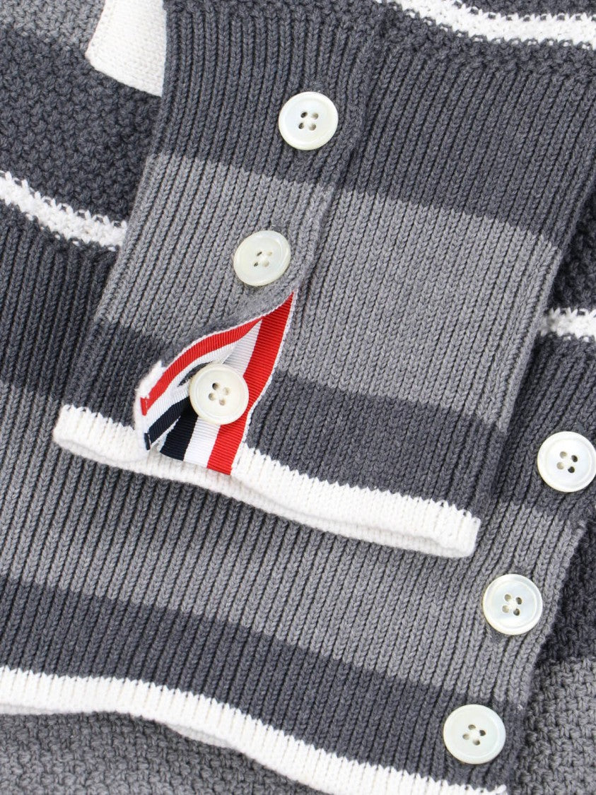 Thom Browne Striped Cardigan – Grey