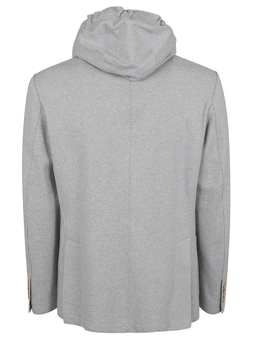 Eleventy Button-Closure Tailored Jacket With Hood And Pockets