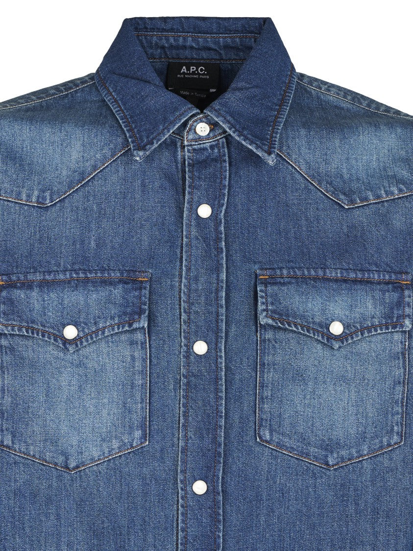 A.P.C. Denim Western Shirt With Pointed Collar