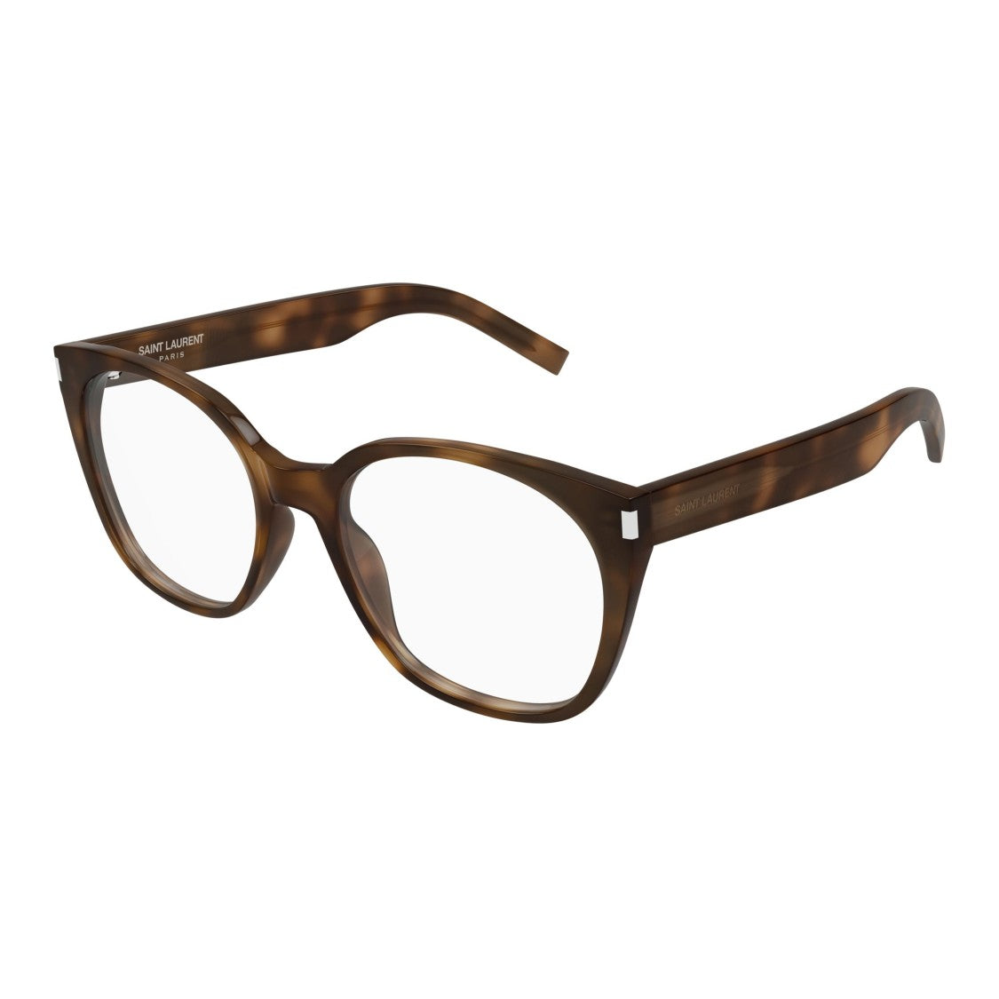 Saint Laurent Recycled Acetate Tortoiseshell Sunglasses With Silver Accents