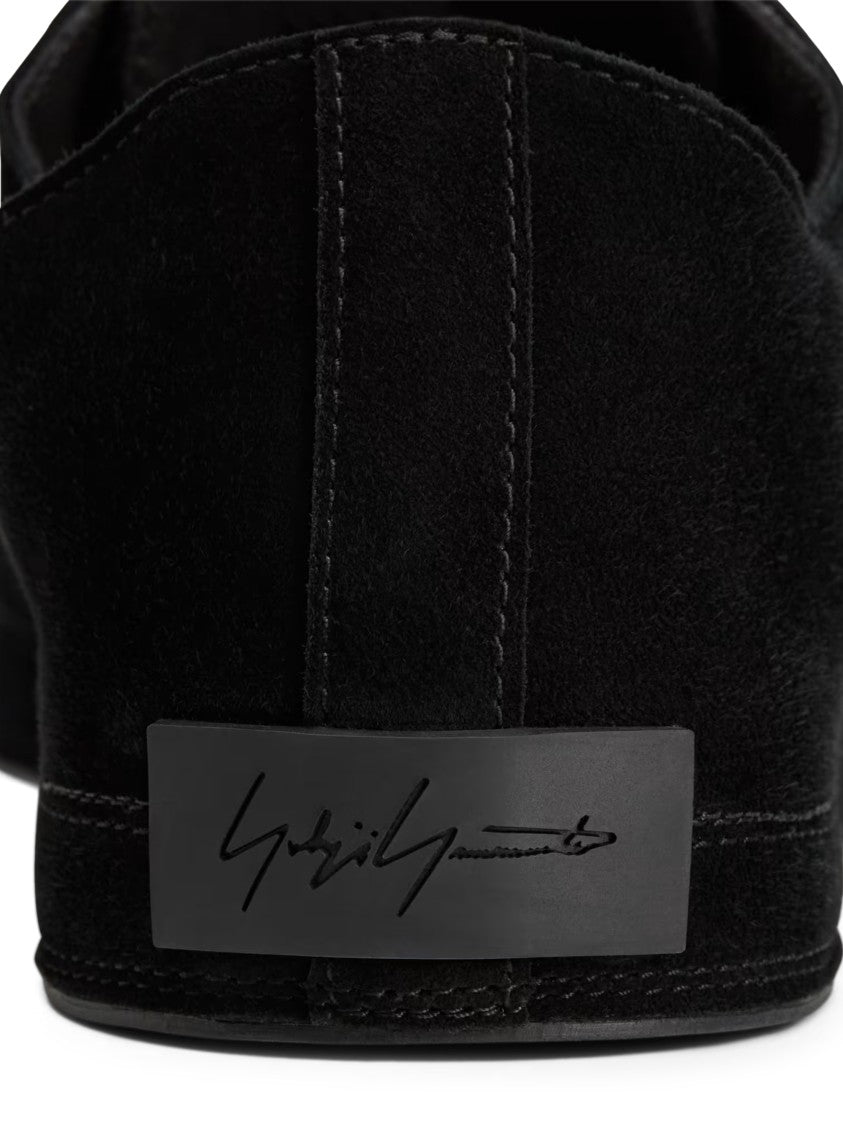 Y-3 Smooth Black Leather Sneakers With Suede Finish