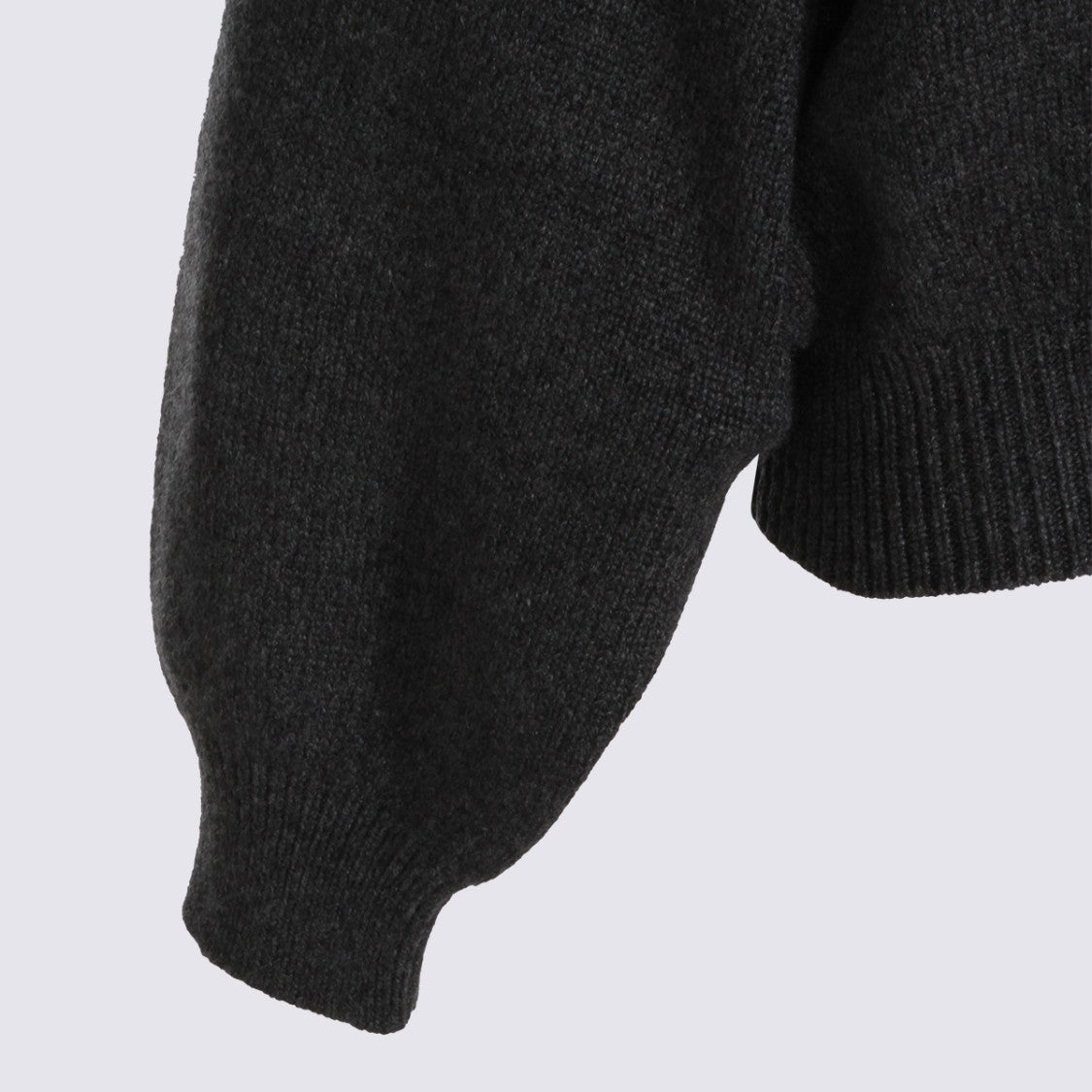 Khaite Black Knit Sweater With Balloon Sleeves And Ribbed Cuffs